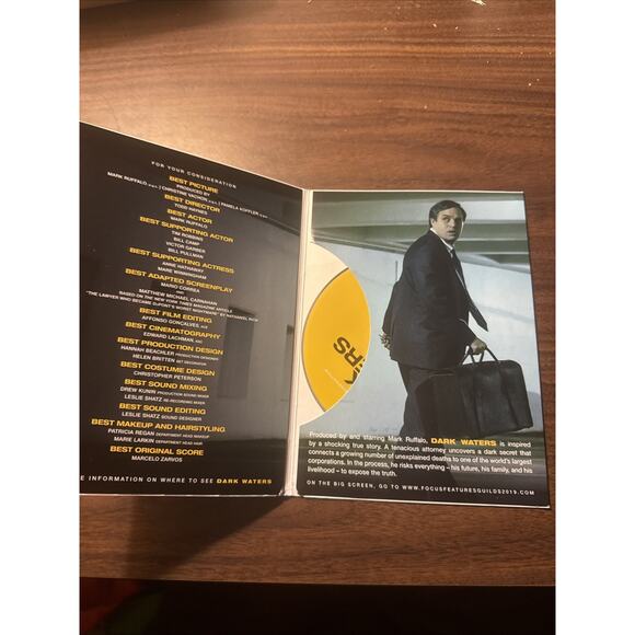 DARK WATERS DVD 2019 FYC Rare Promo Screener Mark Ruffalo Anne Hathway - Picture 2 of 3